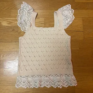 Flat White Crochet Lace Coastal Cowgirl Bohemian Fisherman Flutter Sleeve Top S thumbnail 3