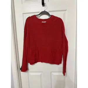 Madewell Womens Ribbed Pocket‎ Crewneck Sweater Rust Red J8782 Medium thumbnail 2