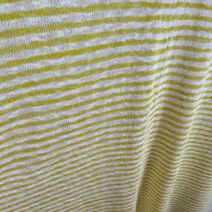 Pure Essence Yellow White Striped Short Sleeve‎ Lightweight Round Neck Blouse S thumbnail 3