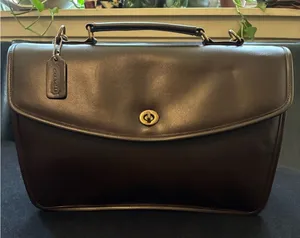 Chocolate Leather Briefcase Messenger Shoulder Strap Bag Brown thumbnail 1