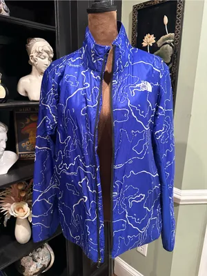 The North Face Blue & White Topographic Map Windbreaker – Size Large thumbnail 9