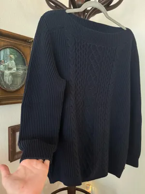 Vintage Tommy Hilfiger Boat Neck Navy Knit Sweater thumbnail 4