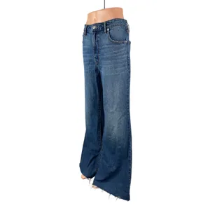 Free Assembly Women's Blue High Rise Wide Leg Baggy Palazzo Denim Jeans Size 35 thumbnail 3