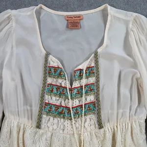 Flying Tomato Mini Dress Sheer Lace Womens Small Boho Tassel Peasant Embroidered thumbnail 3