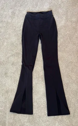 Black High Waist Flutter Leggings Black thumbnail 1