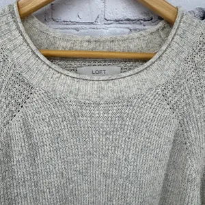 Loft Sweater Women's L Beige Marled Pullover Round Neck Rolled Hem Oversized thumbnail 4