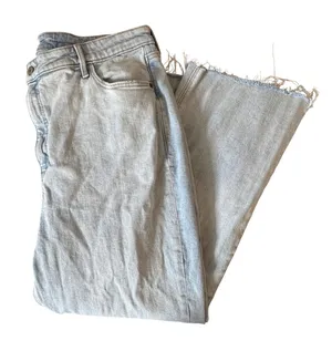Old Navy Higher High-Rise Flare Jeans Light‎ Wash Raw Hem Cotton Stretch 18 Y2K thumbnail 1