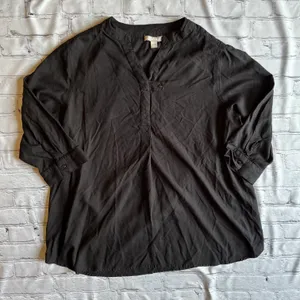 Woman Within Blouse Black 18/20 Large Top Shirt thumbnail 1