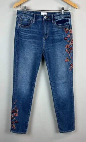 Driftwood Jackie Floral Embroidered High Rise Skinny Jeans‎ Womens 28 Blue Ankle thumbnail 1