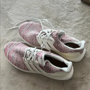 Adidas Women's Ultra Boost Pink and White Sneakers thumbnail 2