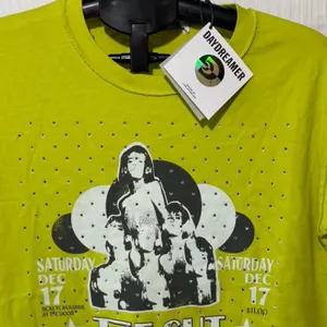 Daydreamer Small The Cut Rhinestone Graphic Tee Green Cotton NWT thumbnail 6