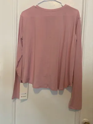 Lululemon Modal Relaxed-Fit Lounge Long-Sleeve Shirt - Pink Haze - Size 6 thumbnail 2