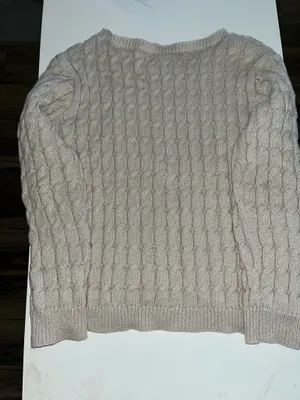 Cute!!! Cream Cable knit Sweater Tan thumbnail 5
