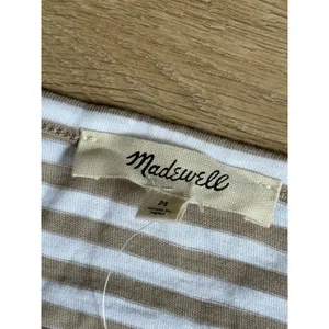 NWT Madewell Ruched Crewneck Long-Sleeve Tee in Soft Slub coastal dume size M thumbnail 4