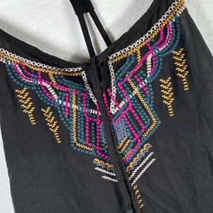 Maurices Tank Top Womens L Black Rayon Embroidered Lightweight Boho Flowy New thumbnail 2