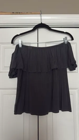 American Eagle Off-The-Shoulder Top Dark Grey  thumbnail 2