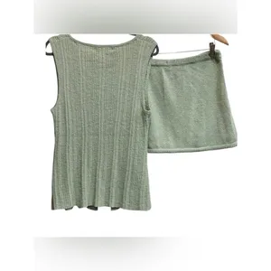 FREE PEOPLE Beach Rhea Sweater Set - Summer Sage Green Mini Skirt‎ M Sold Out thumbnail 5