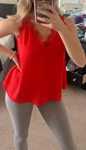 Amazon Red Lace Tank Top thumbnail 1
