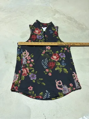 Greyson Floral Zip-Front Sleeveless polo golf Top small thumbnail 5
