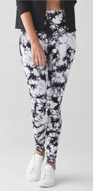 Lululemon Wunder Under Hi-Rise Shibori White Black Leggings Size 6 Luxtreme thumbnail 1
