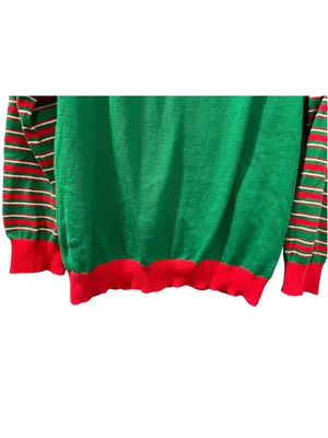 Mighty Fine You Better Sleigh Ugly Christmas Sweater Sassy Santa Green Stripe M thumbnail 6