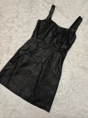 Abercrombie Classic Black Faux Leather Mini Dress - Sleek Square Neck thumbnail 1