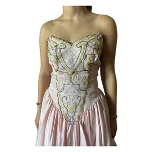 1980s ZUM ZUM Pink Strapless Beaded Sweetheart Prom Dress – ILGWU USA small thumbnail 3