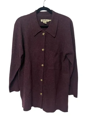 EDDIE‎ BAUER button front cardigan sweater jacket size small 100% lambs wool thumbnail 1