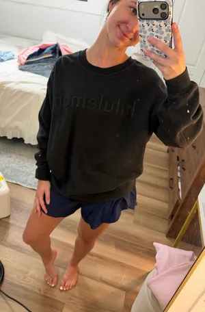 Lululemon Black Logo Crewneck Sweatshirt thumbnail 1