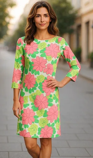 crown & ivy Womens Dress Size XS Pink Green White Sea‎ Turtles Flowers Beach NEW thumbnail 1