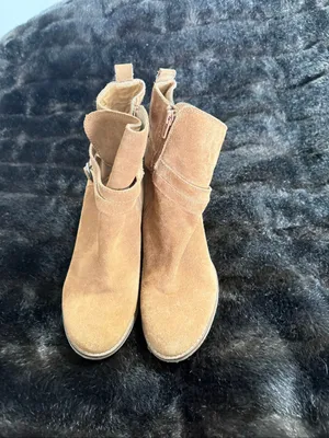 Lucky Brand Brown Suede Stacked Block Heel Bootie Size 9.5 thumbnail 2