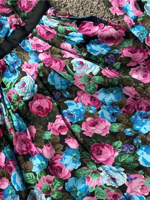 For Love & Lemons Long-Sleeve Floral Mini Dress - Pink, Blue & Green Roses thumbnail 3