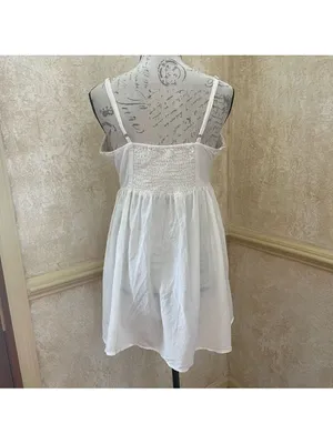 Free People embroidered mini dress Coquette sweetheart babydoll white pink Sz M thumbnail 6