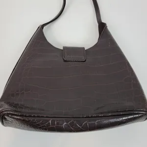 VINTAGE Nine West Women's‎ Shoulder Bag OS Brown Crocodile Embossed Single Strap thumbnail 6