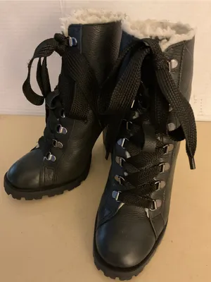 SCHUTZ women Black leather Platform combat Zhara heel boots US 7.5 Narrow thumbnail 2