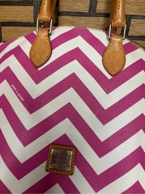 Dooney & Bourke pink and white Chevron satchel thumbnail 5