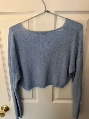 Cropped Tie Front Sweater Blue Size M thumbnail 3