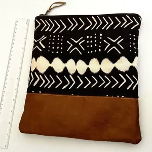 Maddie Kay faux leather and cloth fold over clutch thumbnail 3