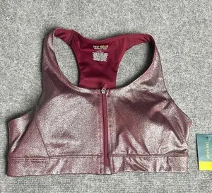Tek Gear Women's Workout Athletic Sporty Zip Front Racerback Sports Bra Sz L thumbnail 1