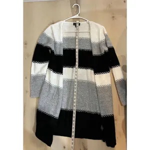 Fortune Ivy NEW Women Small Black White Color Block Long Sleeve Duster Cardigan thumbnail 8
