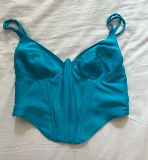 Urban Outfitters Karissa Top Bustier Turquoise Aqua thumbnail 3