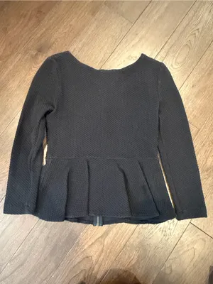 Ganni Women’s Black Peplum Zip-Front Top Size Small - C16-051 thumbnail 5