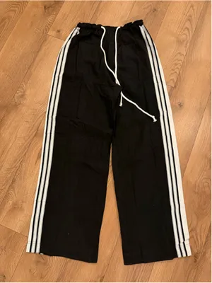 NEW Pants Wide Leg Side Striped Pants Drawstring XS Black thumbnail 7