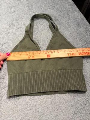 Free people movement FP Olive Green Ribbed V-Neck Sports Bra Top XS/s thumbnail 4