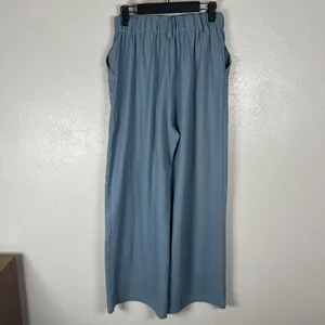 NEW Halara Flex High Waisted Pocket Wide Leg Waffle Work Trousers Pants XS Blue thumbnail 3