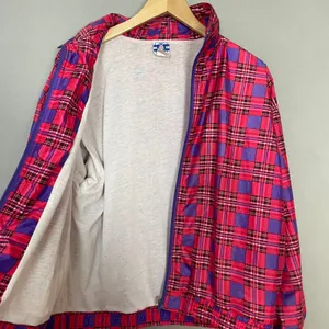 Vintage Jacket Plaid Nylon Pink Purple Zip-Up Windbreaker Lined Retro Women 90s thumbnail 12