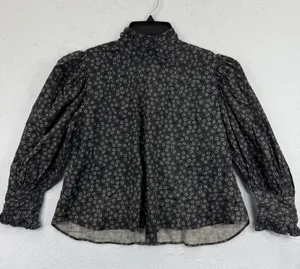 LoveShackFancy XS Floral Mock Neck Blouse‎ Long Sleeve Top Boho Chic NWOT thumbnail 1