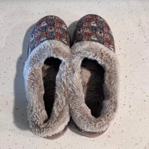 Skechers BOBS for Dogs Women 10 Too Cozy Family Dog Print Faux Fur‎ Slippers thumbnail 6