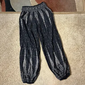 Bohemian Peacock‎ Feather Print Harem Pants Boho Smocked Waist Joggers thumbnail 2