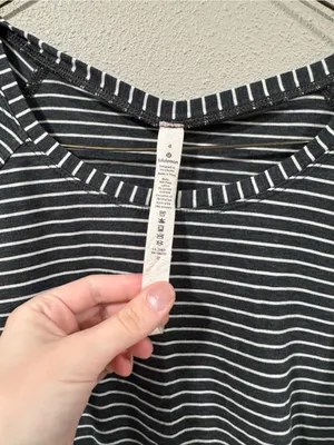 Lululemon Striped Long-Sleeve Crewneck Top - Black/White thumbnail 2